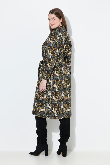Robe chemisier, motif hiboux, col chemise et manches longues