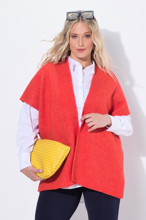 Vest, oversized, open model, halve mouw