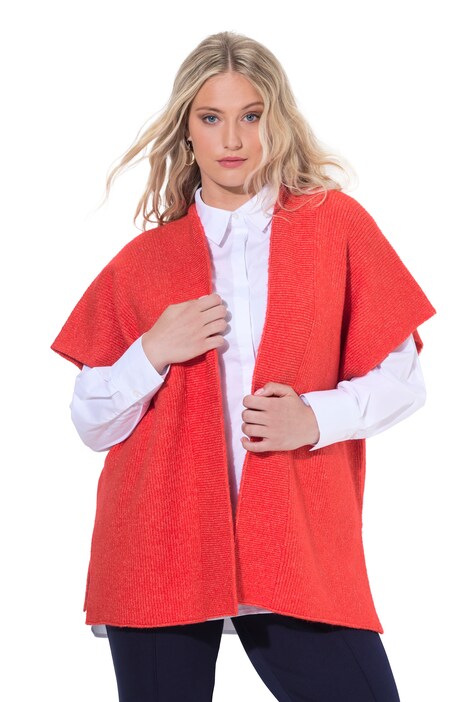 Rozepínací svetr, pelerína, oversize, otevřený model, krátké rukávy