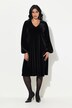 Robe en velours avec broche, décolleté en V et manches longues, coupe évasée