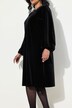 Robe en velours avec broche, décolleté en V et manches longues, coupe évasée