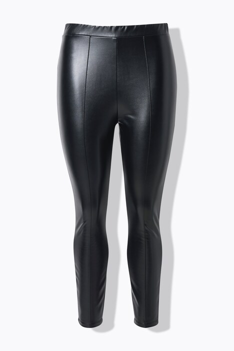legging, lederlook, slanke pijpen, elastische tailleband