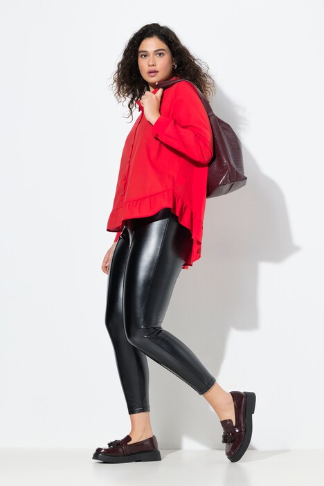 legging, lederlook, slanke pijpen, elastische tailleband