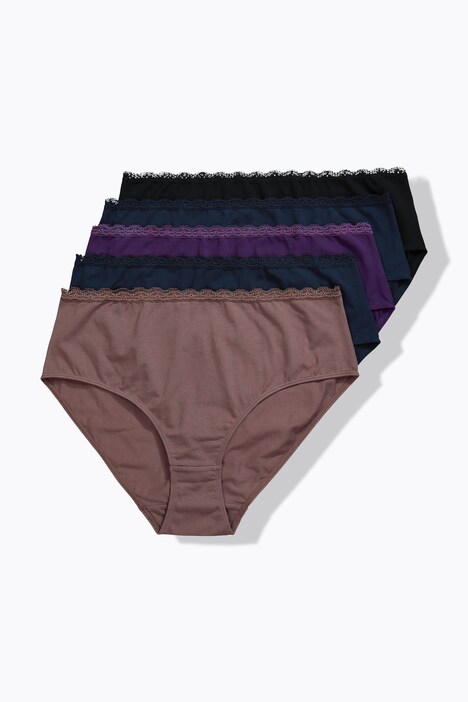Midislips, set van 5, kanten tailleband