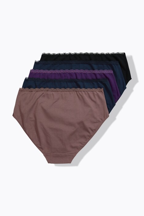 Midislips, set van 5, kanten tailleband