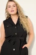 Robe midi style militaire sans manches en lin mélangé avec ceinture à nouer, col à revers et patte de boutonnage