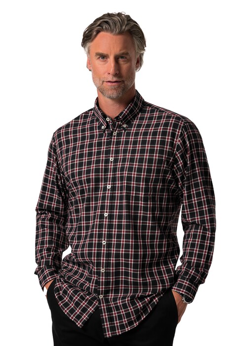 Kostkovaná košile Boston Park, dlouhé rukávy, límeček s knoflíky, Comfort střih, do 8XL