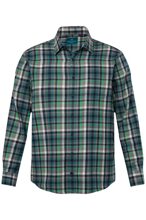 Kostkovaná flanelová košile Boston Park, dlouhé rukávy, Kent límeček, Comfort střih, do 8XL