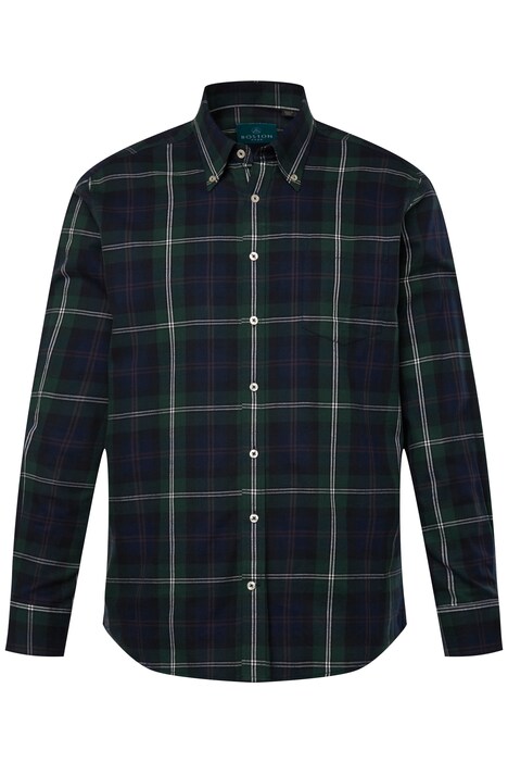 Kostkovaná košile Boston Park, dlouhé rukávy, límeček s knoflíky, Comfort střih, do 8XL