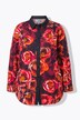 Chemisier motif roses, col chemise et manches longues