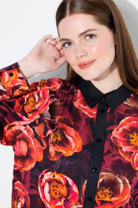Hemdbluse, Rosen, Hemdkragen, Langarm