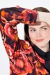 Chemisier motif roses, col chemise et manches longues