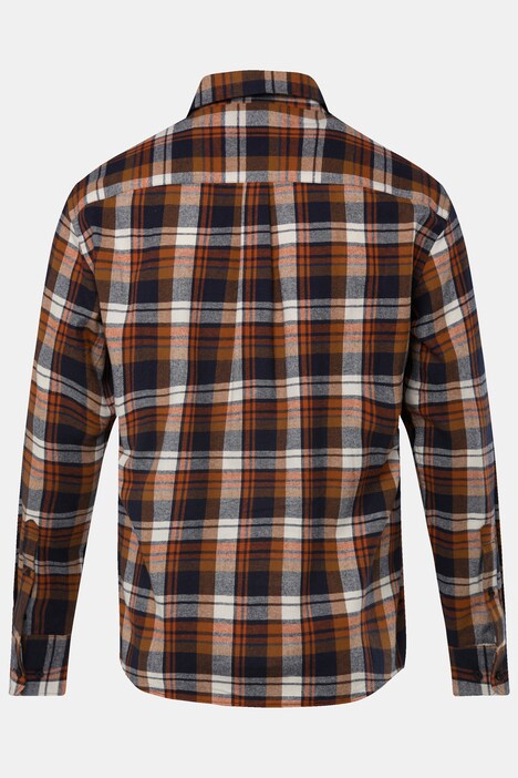 Chemise Men+ en flanelle à carreaux. Manches longues et col Kent. Coupe Modern Fit, jusqu'au 8 XL.