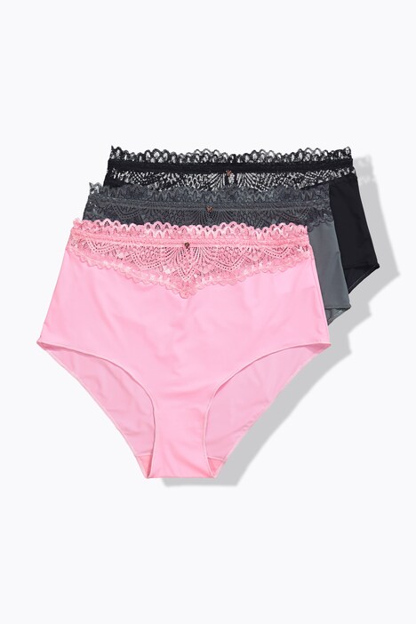 TruYou maxislips, set van 3, kanten boorden, microvezel
