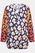Blouse, luipaard-patroonmix, tuniekhalslijn, lange mouwen