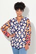 Blouse, luipaard-patroonmix, tuniekhalslijn, lange mouwen