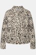Denimjakke, leopardmønster, skjortekrave, lange ærmer