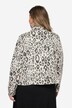 Denimjakke, leopardmønster, skjortekrave, lange ærmer