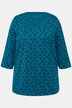 T-shirt long, imprimé à pois. Col rond et manches 3/4. Coupe évasée.