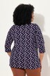 Camiseta larga, lunares, línea A, cuello redondo, mangas 3/4