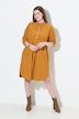 Corduroy jurk, opstaande kraag, plooien, decoratieve plooien, lange mouwen
