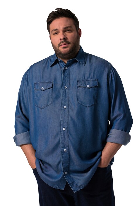 Košile Men+, džínový vzhled, dlouhé rukávy, Kent límeček, Comfort střih, do 8XL