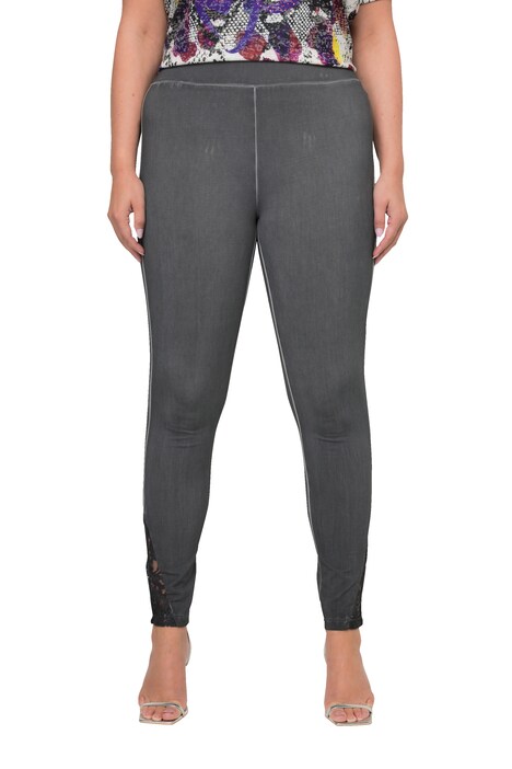 Tight-Fitting Cold-Dyed Lacy Hem Leggings