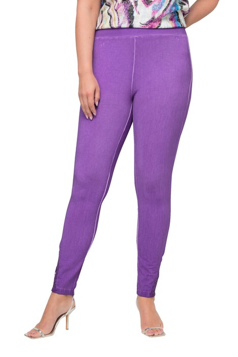 Tight-Fitting Cold-Dyed Lacy Hem Leggings