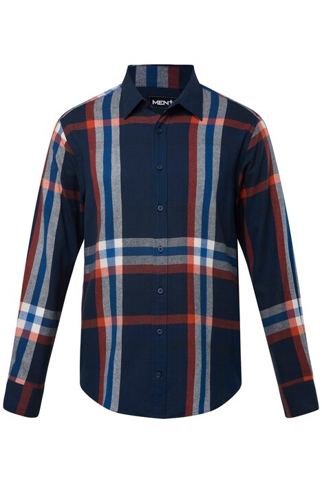 Kostkovaná flanelová košile Men+, dlouhé rukávy, Kent límeček, Modern střih, do 8XL