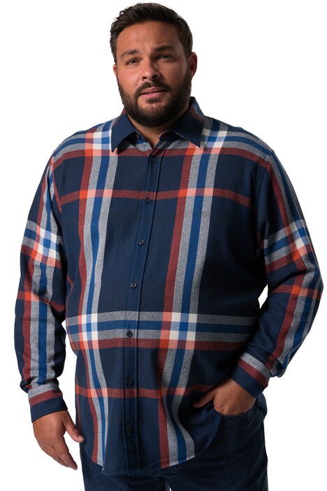 Kostkovaná flanelová košile Men+, dlouhé rukávy, Kent límeček, Modern střih, do 8XL
