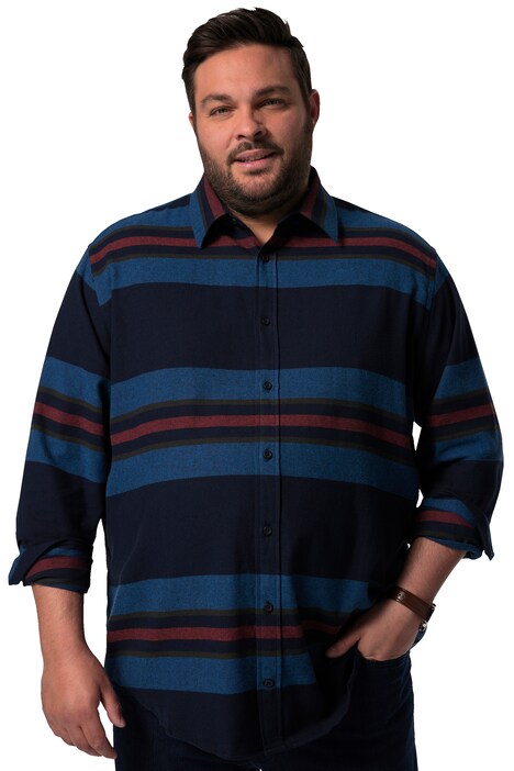 Pruhovaná flanelová košile Men+, dlouhé rukávy, Kent límeček, Modern střih, do 8XL