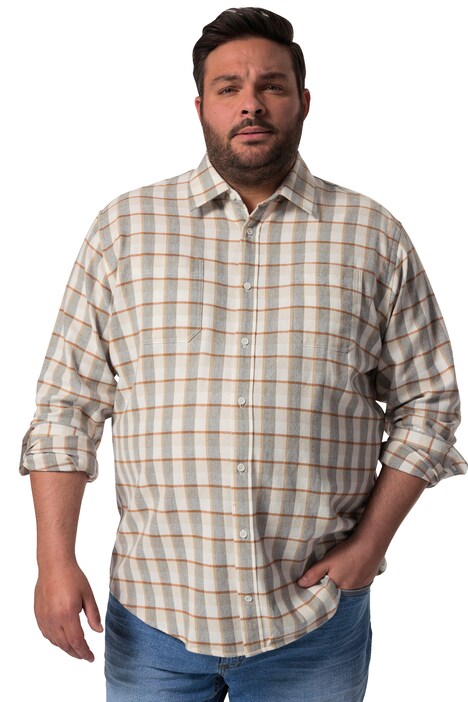 Kostkovaná flanelová košile Men+, dlouhé rukávy, Kent límeček, Modern střih, do 8XL