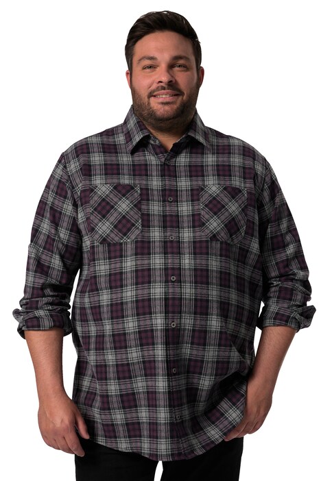 Kostkovaná flanelová košile Men+, dlouhé rukávy, Kent límeček, Comfort střih, do 8XL