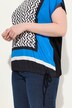 Skjorte, patch-utseende, satengfront, rund hals, halve ermer