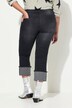 Jeans, vide ben, lapper, 5-lommer, oppslått nederkant