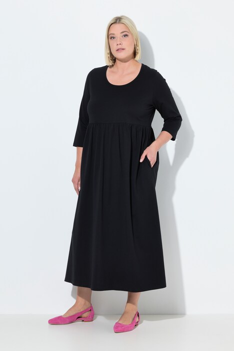 Jersey-Maxikleid, A-Linie, Rundhals, 3/4-Arm, Taschen
