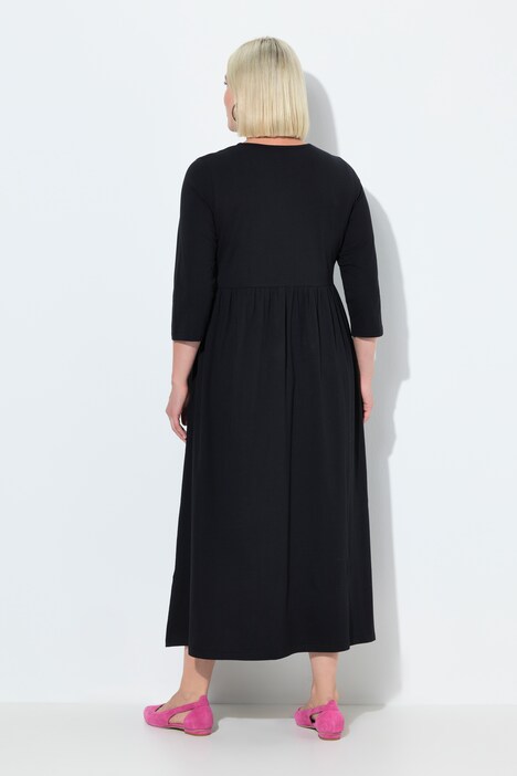 Jersey-Maxikleid, A-Linie, Rundhals, 3/4-Arm, Taschen