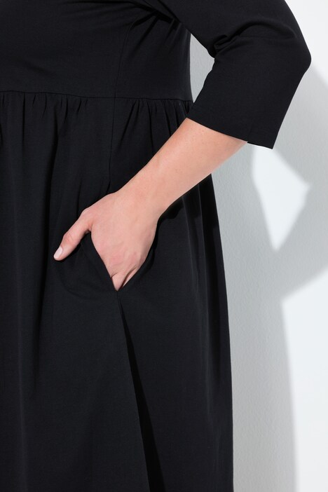 Jersey-Maxikleid, A-Linie, Rundhals, 3/4-Arm, Taschen