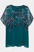 Overhemdblouse, dubbelgelaagd, oversized, ronde hals, korte mouwen