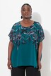 Overhemdblouse, dubbelgelaagd, oversized, ronde hals, korte mouwen