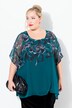 Overhemdblouse, dubbelgelaagd, oversized, ronde hals, korte mouwen