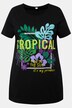 T-skjorte, lang, TROPICAL-motiv, rund hals, halvermet