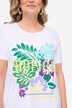 T-skjorte, lang, TROPICAL-motiv, rund hals, halvermet