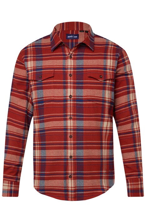Kostkovaná flanelová košile John F. Gee, dlouhé rukávy, Kent límeček, Modern střih, do 8XL