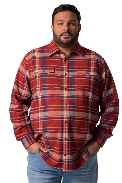 Kostkovaná flanelová košile John F. Gee, dlouhé rukávy, Kent límeček, Modern střih, do 8XL