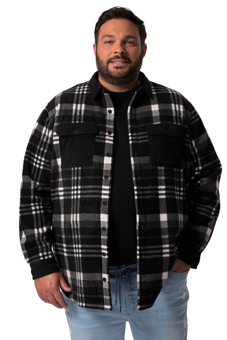 Svrchní flísová košile Men+, kostkovaná, dlouhé rukávy, Kent límeček, do 8XL