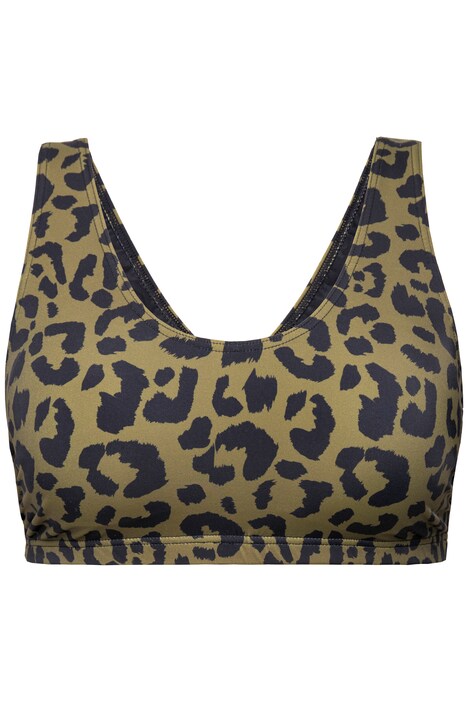 Bikiny top, měkké košíčky, leopardí vzor, výstřih do V