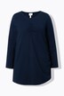 T-shirt long en coton bio, avec drapé, col rond et manches longues