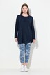T-shirt long en coton bio, avec drapé, col rond et manches longues