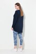 T-shirt long en coton bio, avec drapé, col rond et manches longues